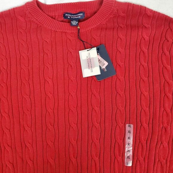 Mens RoundTree & Yorke Red XL Cable Sweater - Picture 4 of 8